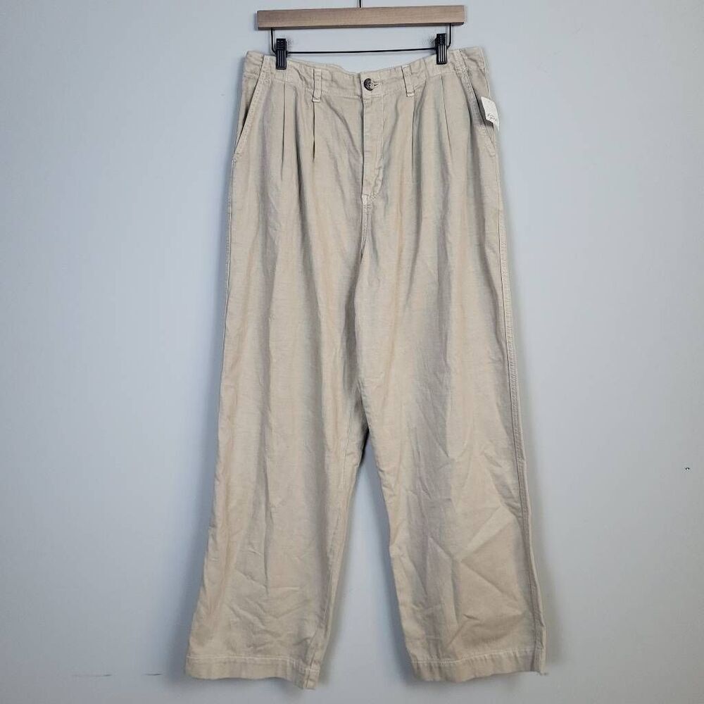 Free People Abby Chino Pants Size 10 Baggy Pleated Straight Leg High Rise